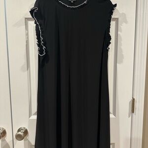 Nicole Miller Black Midi Dress with Ruffle Trim
